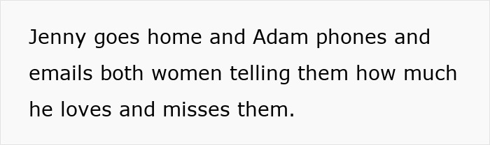 Man with toxic behavior romantically involved with two women, sending messages expressing love and missing them.