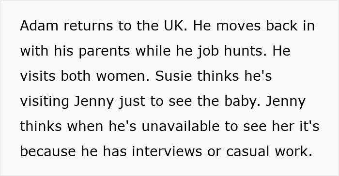 Text excerpt about a toxic man romantically involved with two women simultaneously, causing shock and horror.