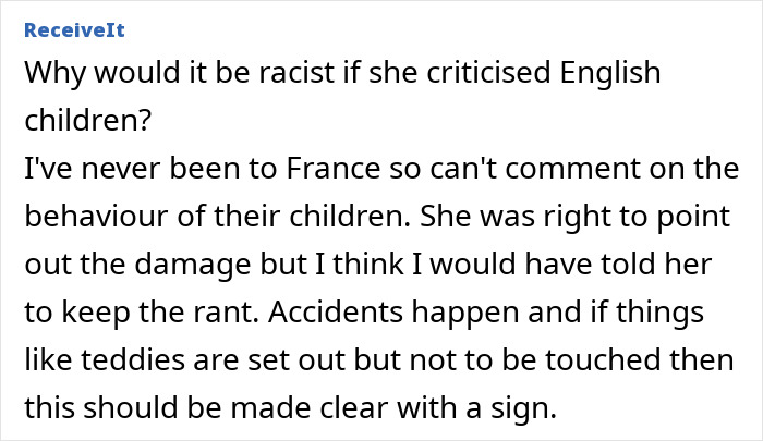 British woman loses patience while French shop owner lectures her on parenting during holiday visit. British woman loses patience while French shop owner lectures her on parenting during holiday visit.