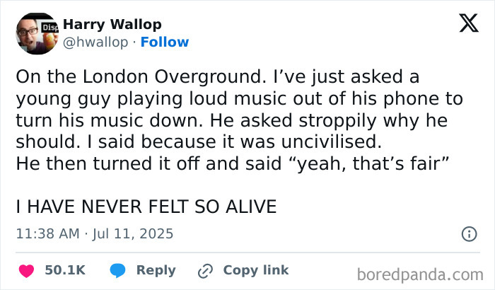 Tweet about a London Overground interaction showing polite UK humor, featured in great London memes from this page.