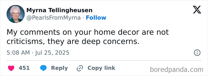 Internet’s funniest grandma sharing sharp and witty jokes on social media with knitting needles theme.