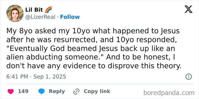 Parenting post humor with an 8-year-old’s funny take on Jesus’ resurrection shared on social media in September edition.