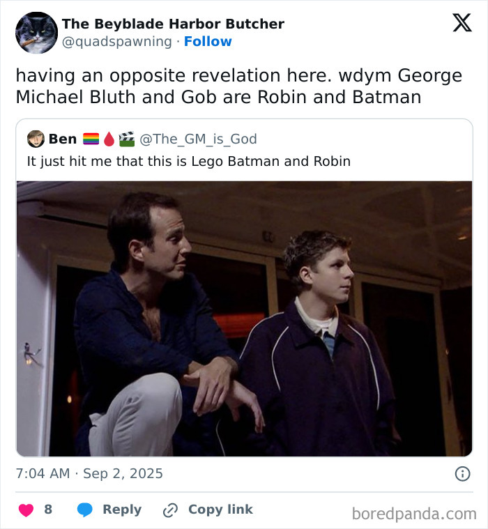 Screenshot of a funny tweet discussing a TV show scene, featured among the funniest tweets of September.