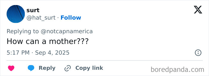 Screenshot of a social media reply questioning how a mother could catfish her own daughter using the nickname Lo in threats.