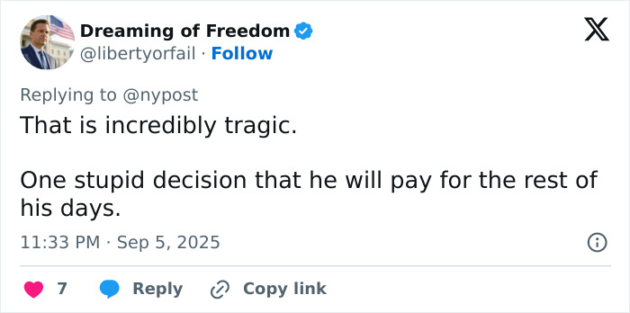 Tweet expressing sorrow over a dad mistakenly ending his teenage daughter's life while aiming at a bird. Tweet expressing sorrow over a dad mistakenly ending his teenage daughter's life while aiming at a bird.
