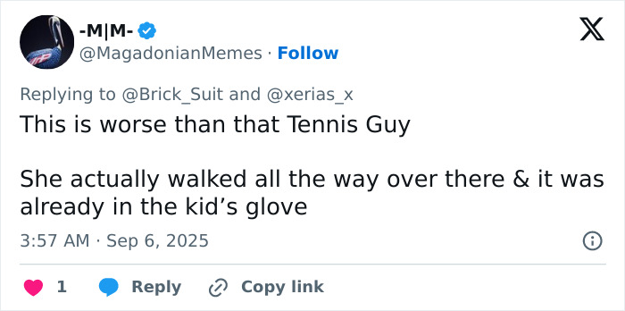 Screenshot of a tweet criticizing Phillies Karen for snatching a home run ball from a birthday boy&rsquo;s father.