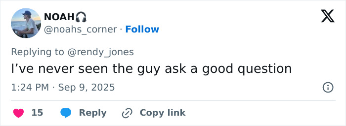 Screenshot of a Twitter reply praising Chase Infiniti&rsquo;s response to a reporter&rsquo;s creepy question about Leonardo DiCaprio.