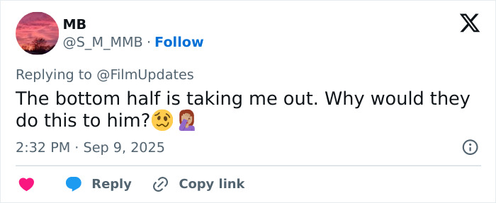 Tweet discussing Glen Powell’s jaw-dropping GQ shoot, expressing surprise about the bottom half of the image. Tweet discussing Glen Powell’s jaw-dropping GQ shoot, expressing surprise about the bottom half of the image.