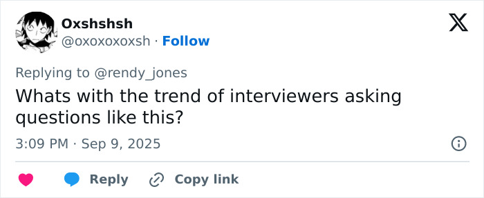 Screenshot of a social media reply questioning the trend of interviewers asking creepy questions about Leonardo DiCaprio.