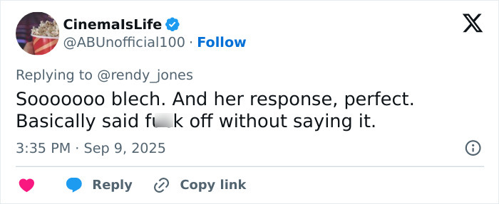 Screenshot of a Twitter reply praising Chase Infiniti&rsquo;s response to a reporter&rsquo;s creepy Daddy question about Leonardo DiCaprio.