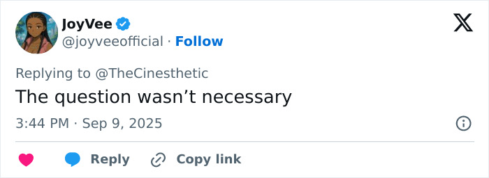 Screenshot of a tweet praising Chase Infiniti&rsquo;s response to a reporter&rsquo;s creepy daddy question about Leonardo DiCaprio.