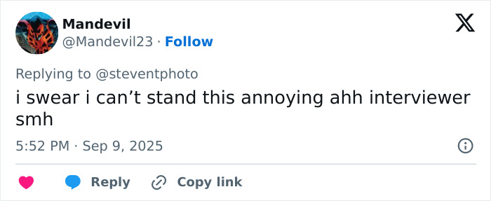 Tweet criticizing an annoying interviewer as fans praise Chase Infiniti&rsquo;s response to reporter&rsquo;s creepy question about Leonardo DiCaprio.