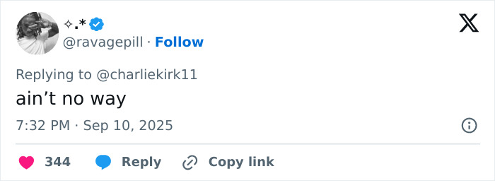 Tweet reply on a social media platform reacting to Charlie Kirk predicted his own passing in an eerie post from 11 years ago.
