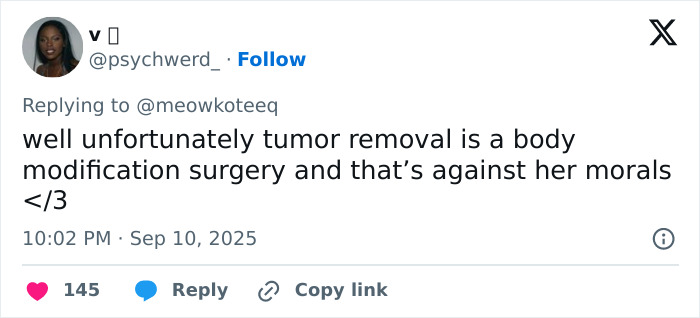 Screenshot of a social media post discussing tumor removal in relation to J.K. Rowling cancer rumor controversy. Screenshot of a social media post discussing tumor removal in relation to J.K. Rowling cancer rumor controversy.
