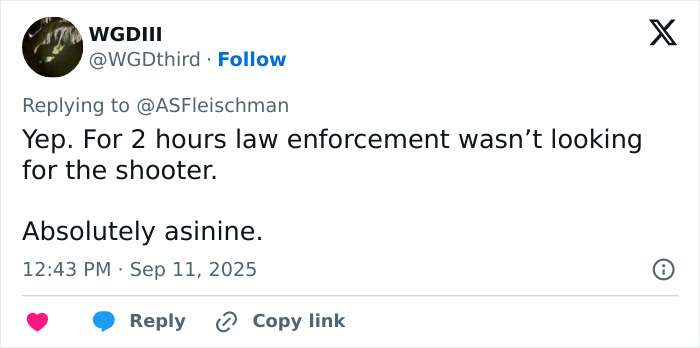 Tweet criticizing FBI Director for response delay in a case, highlighting increasing calls for resignation amid controversy.