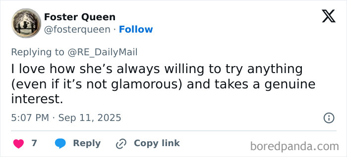 Tweet by Foster Queen expressing admiration and interest in Kade Middleton’s no-hairband perfect bun trick going viral. Tweet by Foster Queen expressing admiration and interest in Kade Middleton’s no-hairband perfect bun trick going viral.