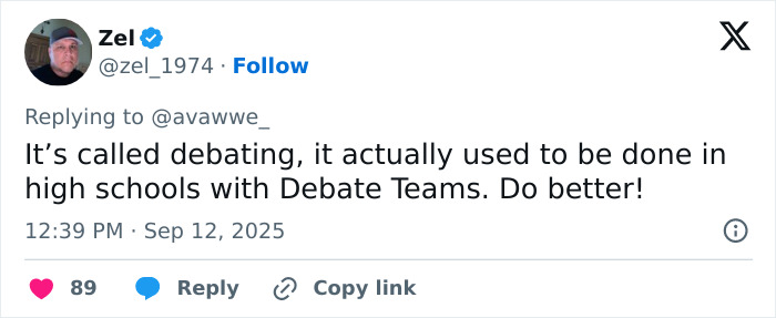 Screenshot of a tweet debating remarks related to The Rock's daughter and Charlie Kirk amid a firestorm discussion. Screenshot of a tweet debating remarks related to The Rock's daughter and Charlie Kirk amid a firestorm discussion.