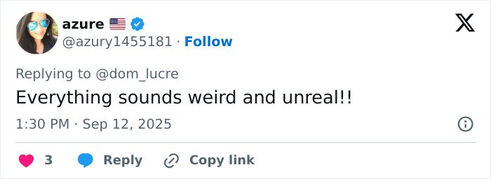 Screenshot of a tweet reply expressing disbelief, related to FBI Director revealing details of Charlie Kirk's assassin capture. Screenshot of a tweet reply expressing disbelief, related to FBI Director revealing details of Charlie Kirk's assassin capture.