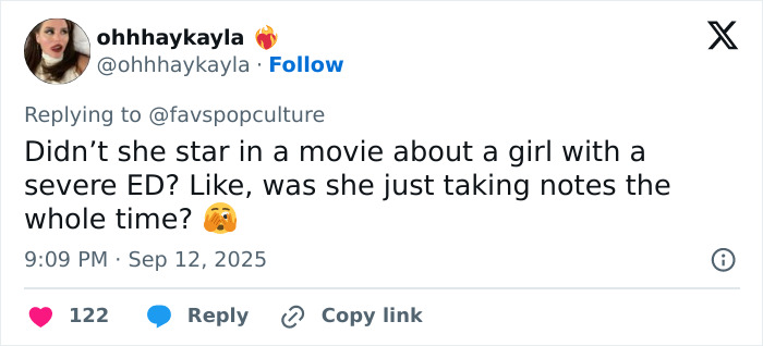 Twitter user ohhhaykayla commenting on Lily Collins' skinny appearance sparking concern among fans about extreme thinness.