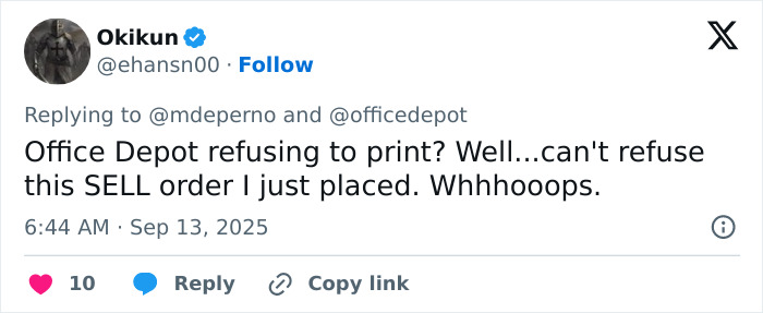 Office Depot Fires 'Insensitive' Staffer After Refusing To Print Charlie Kirk Vigil Poster