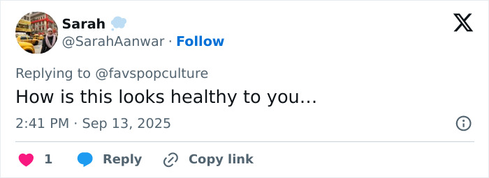 Tweet by a user expressing concern about Lily Collins&rsquo; extreme thinness and skinny appearance sparking fan worries.