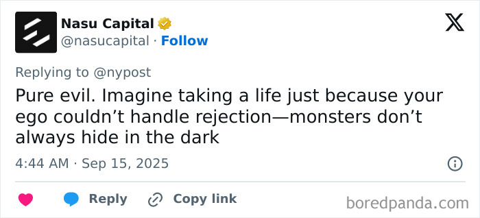 Screenshot of a social media reply condemning a maniac driver’s shocking response after running over a teen who rejected him. Screenshot of a social media reply condemning a maniac driver’s shocking response after running over a teen who rejected him.