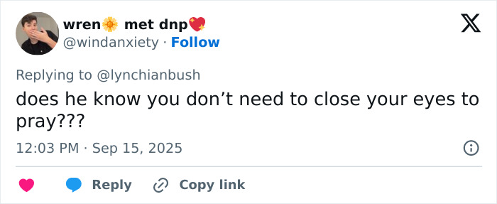 Tweet from user questioning Chris Pratt's unusual way of praying in a viral clip following Charlie Kirk's passing.