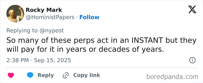 Screenshot of a Twitter reply discussing consequences faced by a maniac driver after running over a teen. Screenshot of a Twitter reply discussing consequences faced by a maniac driver after running over a teen.