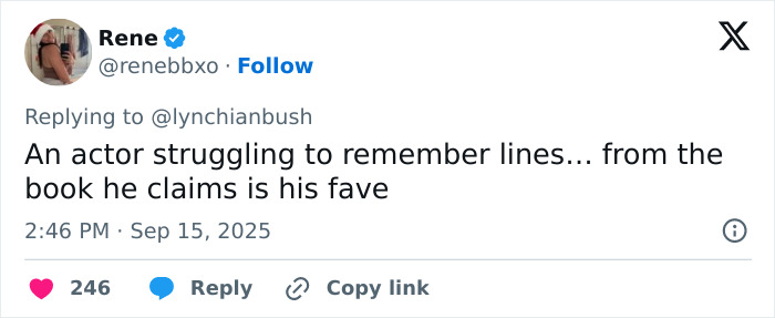 Tweet criticizing Chris Pratt for his unusual prayer style in a viral clip following Charlie Kirk's passing.