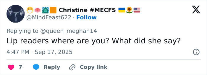 Screenshot of a tweet asking about Queen Camilla&rsquo;s embarrassing gesture to Kate Middleton during Trump visit controversy.