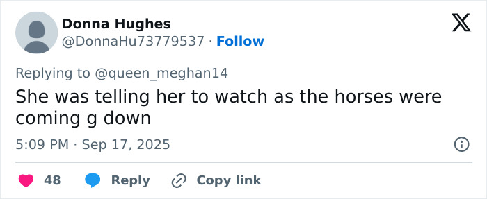 Tweet from Donna Hughes discussing Queen Camilla&rsquo;s embarrassing gesture to Kate Middleton during Trump visit.