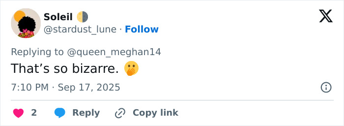 Screenshot of a Twitter reply expressing surprise over Queen Camilla&rsquo;s embarrassing gesture to Kate Middleton during Trump visit.