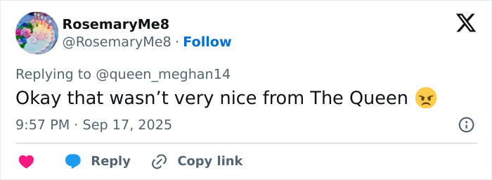 Screenshot of a social media post criticizing Queen Camilla&rsquo;s gesture to Kate Middleton during Trump visit controversy.