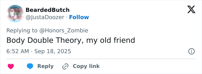 Tweet referencing the body double conspiracy theory linked to Melania Trump after her viral meeting with British royals.