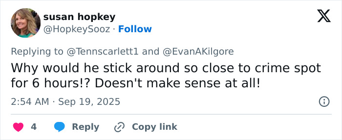 Screenshot of a tweet debating Tyler Robinson&rsquo;s behavior hours after Kirk crime, related to Candace Owens&rsquo; claims.