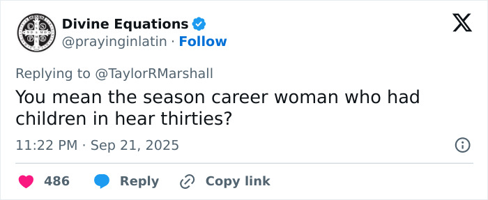 Screenshot of a tweet discussing Erika Kirk with heated debate over feminist movement claims at Charlie's funeral.