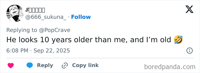 Tweet on a social media platform showing a user's comment about age difference, related to Harry Styles Berlin Marathon speed reaction.