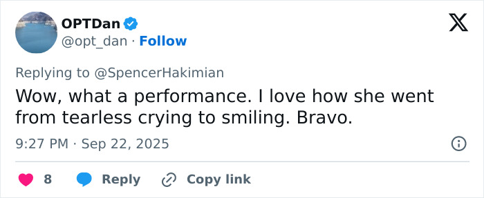 Tweet by OPTDan praising Erika’s surprising entrance at Charlie Kirk memorial, with reactions calling it WWE level stuff. Tweet by OPTDan praising Erika’s surprising entrance at Charlie Kirk memorial, with reactions calling it WWE level stuff.