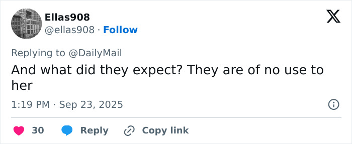 Tweet from a reality TV star lashing out at Meghan Markle, accusing her of being unappreciative.