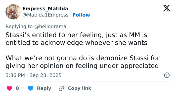 Screenshot of a tweet discussing a reality TV star lashing out at Meghan Markle for being unappreciative.