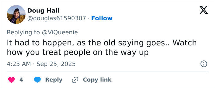 Screenshot of a social media reply criticizing Meghan Markle for being unappreciative in a public post.