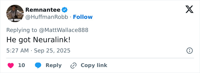 Screenshot of a tweet mentioning Elon Musk and Neuralink amid wild conspiracy theories after a controversial funeral event.