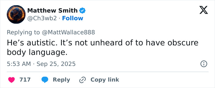 Screenshot of a tweet discussing Elon Musk and mentioning obscure body language amid conspiracy theories.