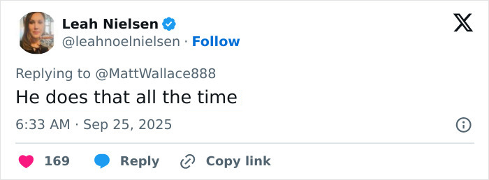 Screenshot of Leah Nielsen&rsquo;s tweet replying about Elon Musk subject of wild conspiracy theories after a weird move at Charlie Kirk funeral.