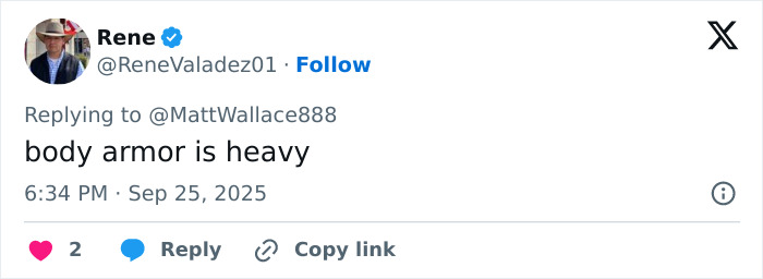 Screenshot of a tweet mentioning body armor, related to Elon Musk and conspiracy theories after Charlie Kirk funeral event.