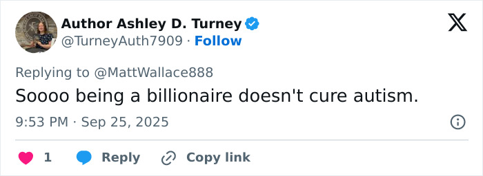 Screenshot of a tweet responding to Elon Musk, referencing conspiracy theories and a controversial comment about autism.