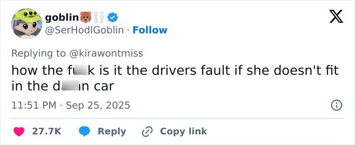 Screenshot of a social media post discussing a Lyft driver denying a ride due to passenger's weight controversy.