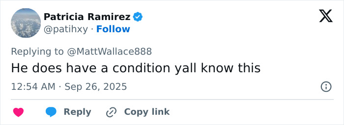 Tweet by Patricia Ramirez responding about Elon Musk&rsquo;s weird move at Charlie Kirk funeral sparking wild conspiracy theories.