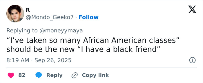 Tweet discussing African American classes and social commentary on racial experiences, posted on social media.