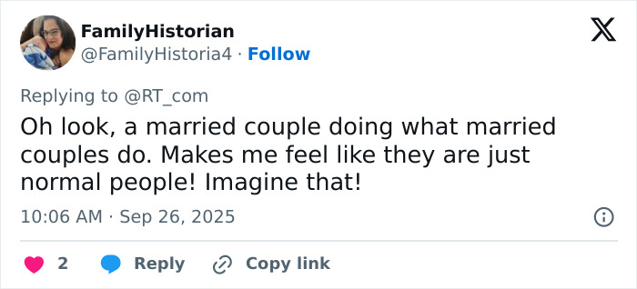 Tweet from FamilyHistorian replying to RT_com about married couples, illustrating body language experts analyzing Trump's finger-pointing scolding with Melania. Tweet from FamilyHistorian replying to RT_com about married couples, illustrating body language experts analyzing Trump's finger-pointing scolding with Melania.